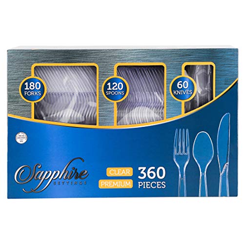 Party Bargains Disposable Cutlery Set, Color: Clear, Count: 360 Pcs (SAPPHIRE)